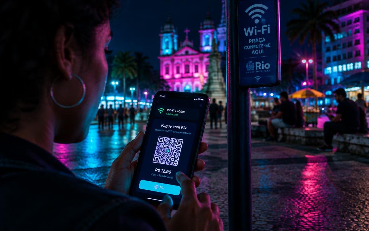 Cliente pagando Wi-Fi com PIX